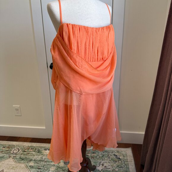 NWT Asos Design Curve Corset Mini Dress With Soft Cowl Front In Orange Size 20 - Picture 2 of 9